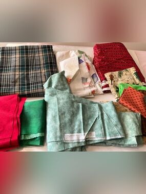 Quilting Sewing Fabric Scrapes Remnants Lot Holiday Colors 2.10 Pounds